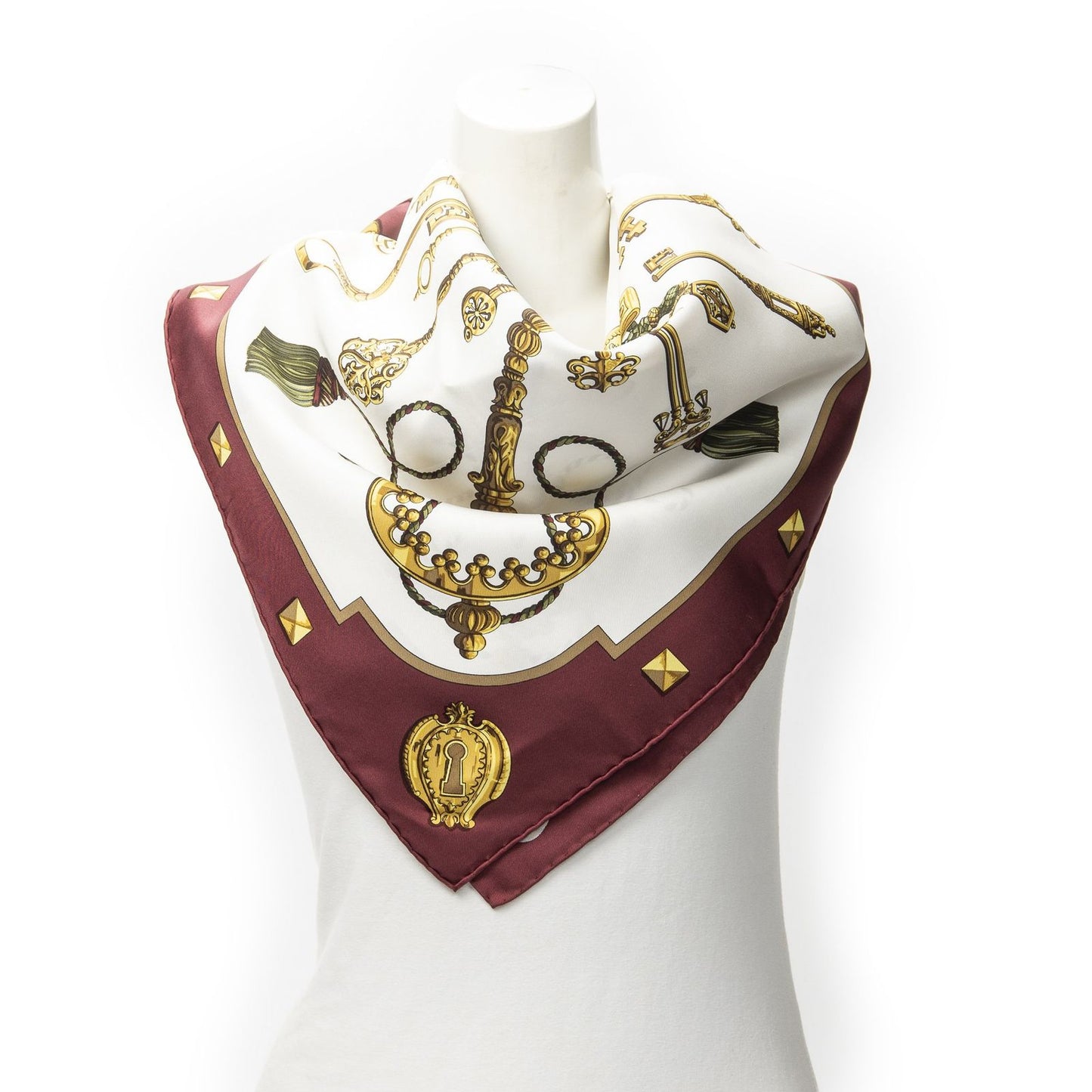 Hermes Scarf Ivory Gold 100% Twillsilk