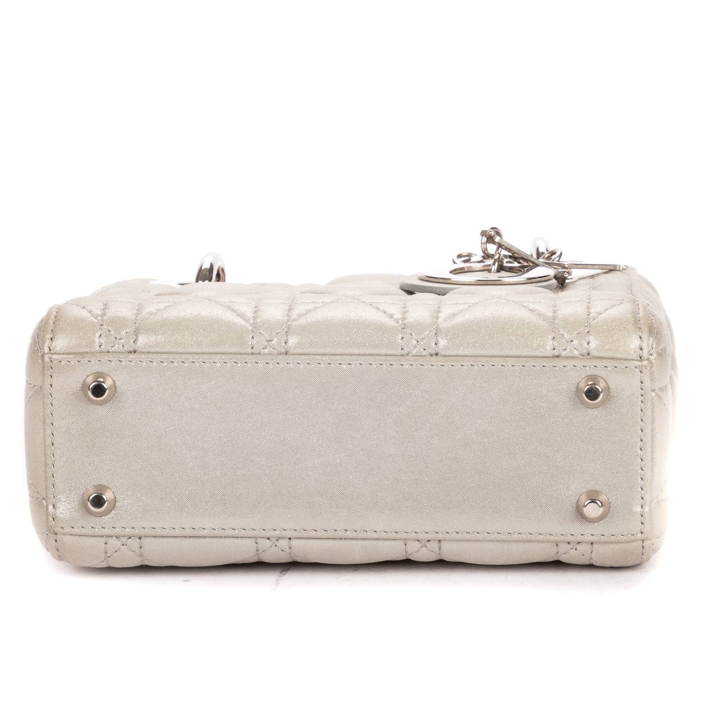 Dior Mini Lady Dior Gray Shiny Cannage Leathera Handbag — view 6