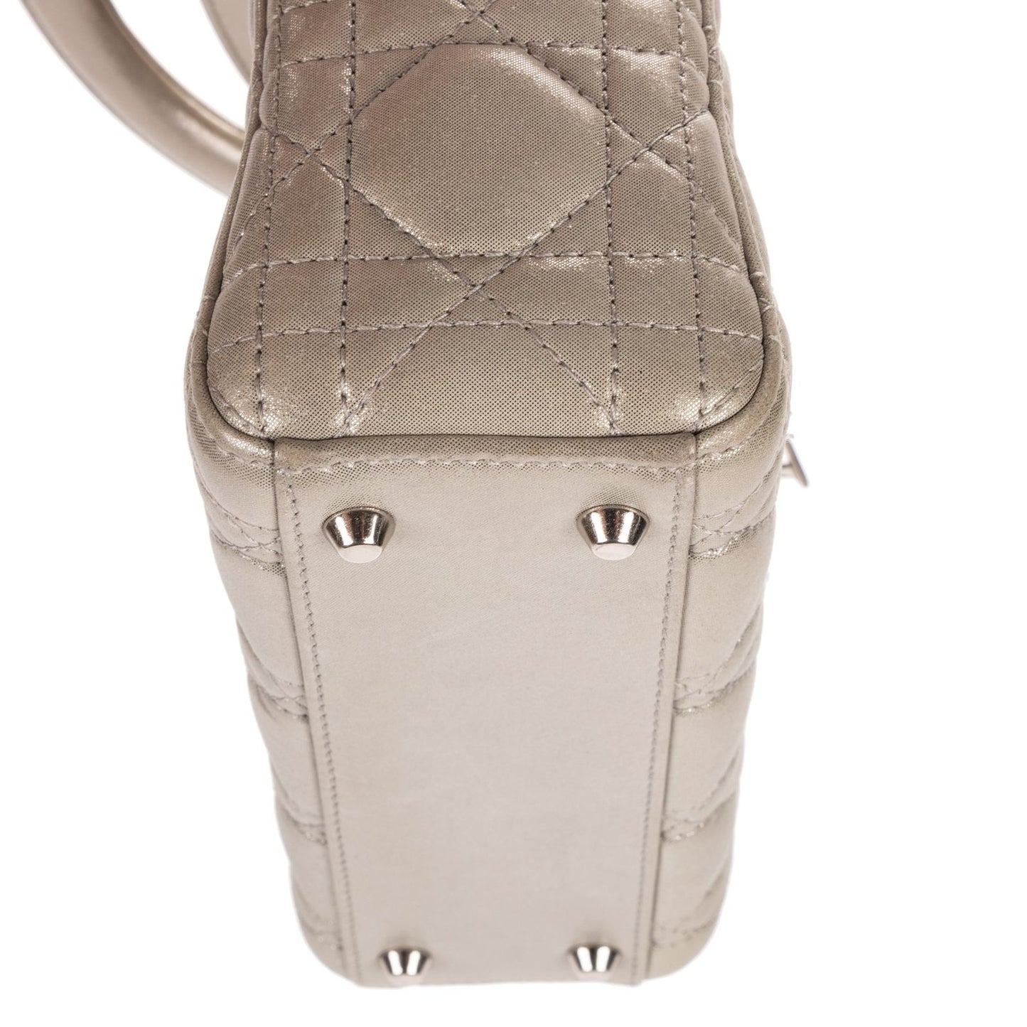 Dior Mini Lady Dior Gray Shiny Cannage Leathera Handbag — view 8