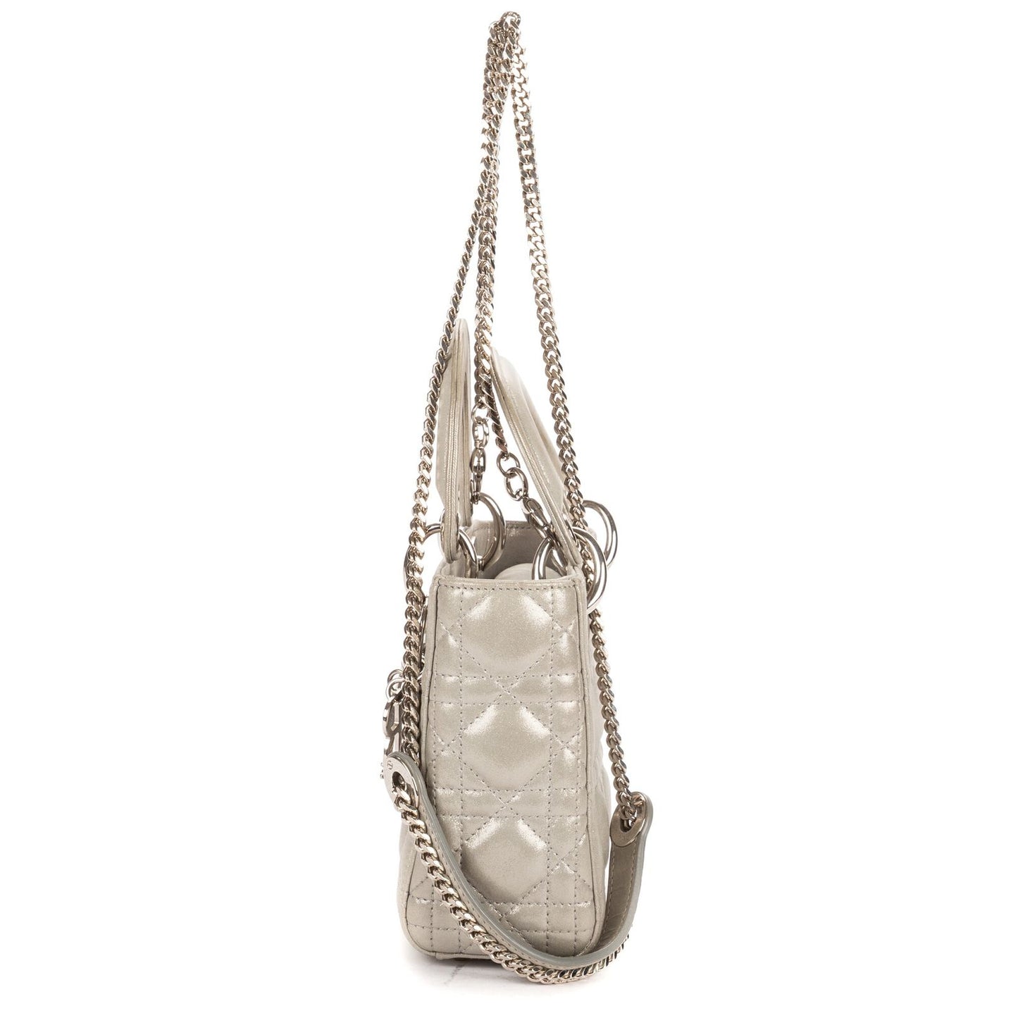 Dior Mini Lady Dior Gray Shiny Cannage Leathera Handbag — view 3
