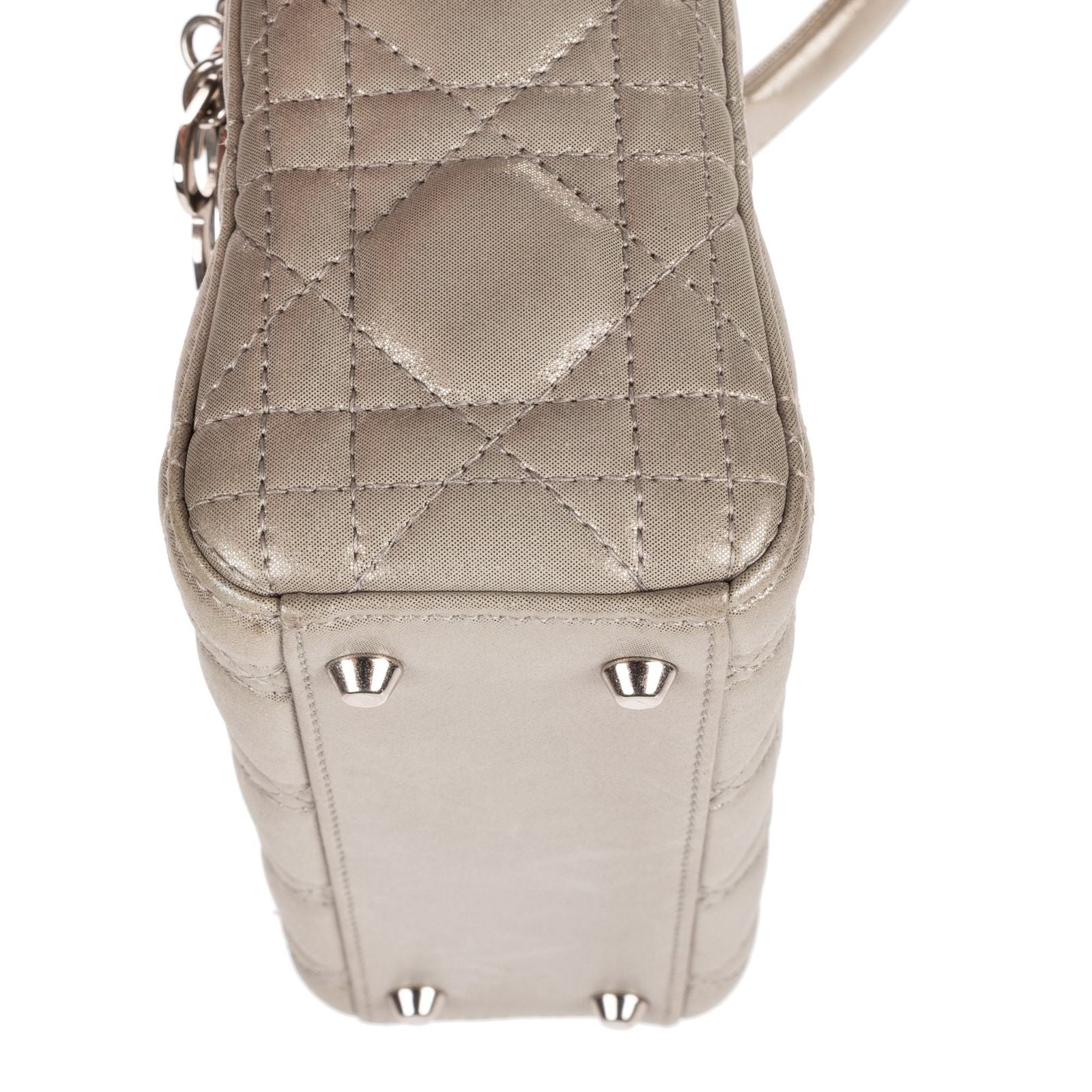 Dior Mini Lady Dior Gray Shiny Cannage Leathera Handbag — view 7