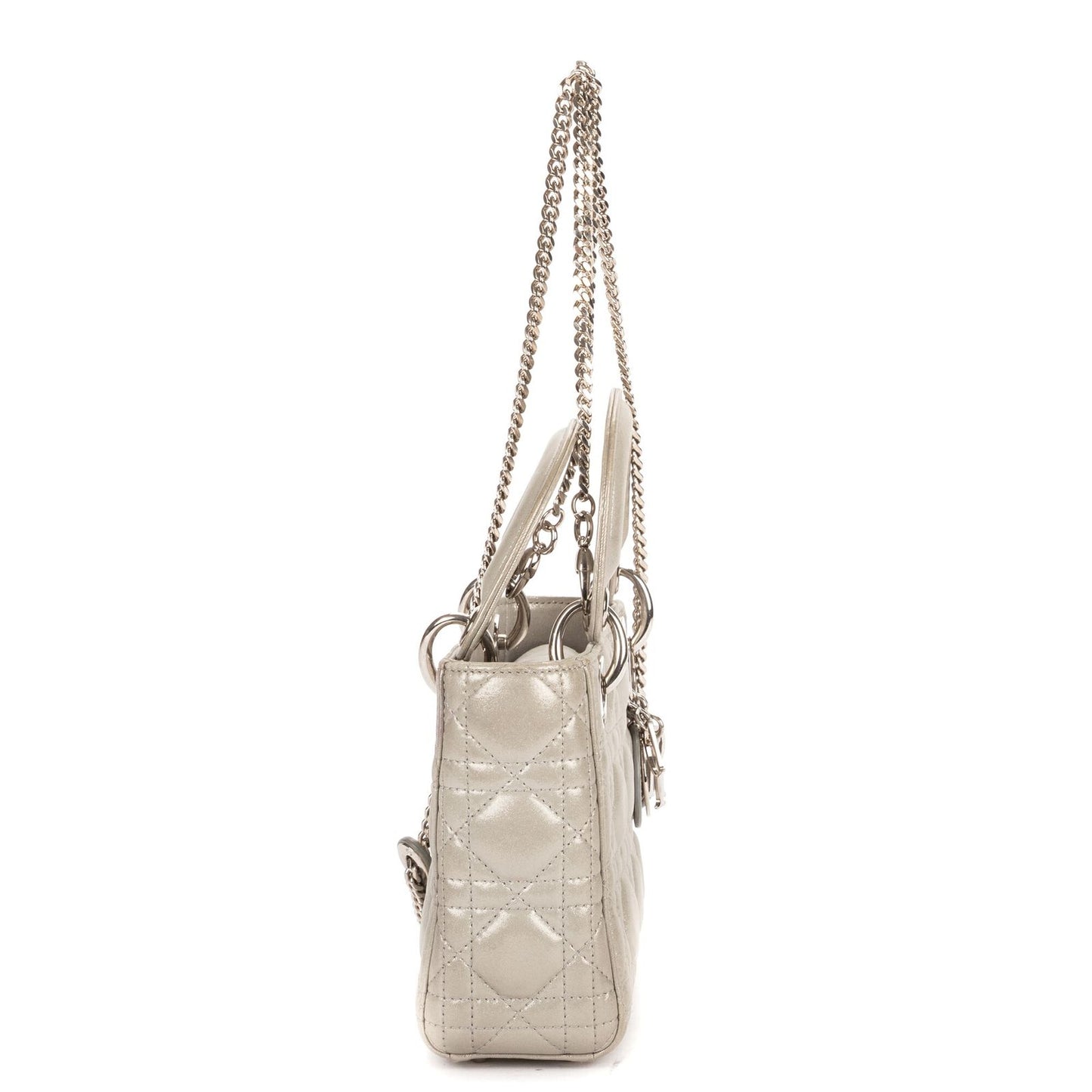 Dior Mini Lady Dior Gray Shiny Cannage Leathera Handbag — view 4