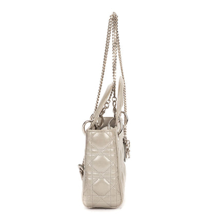 Dior Mini Lady Dior Gray Shiny Cannage Leathera Handbag — view 4