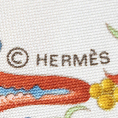 Hermes Scarf Red Light Blue Beige 100% Twillsilk — view 4