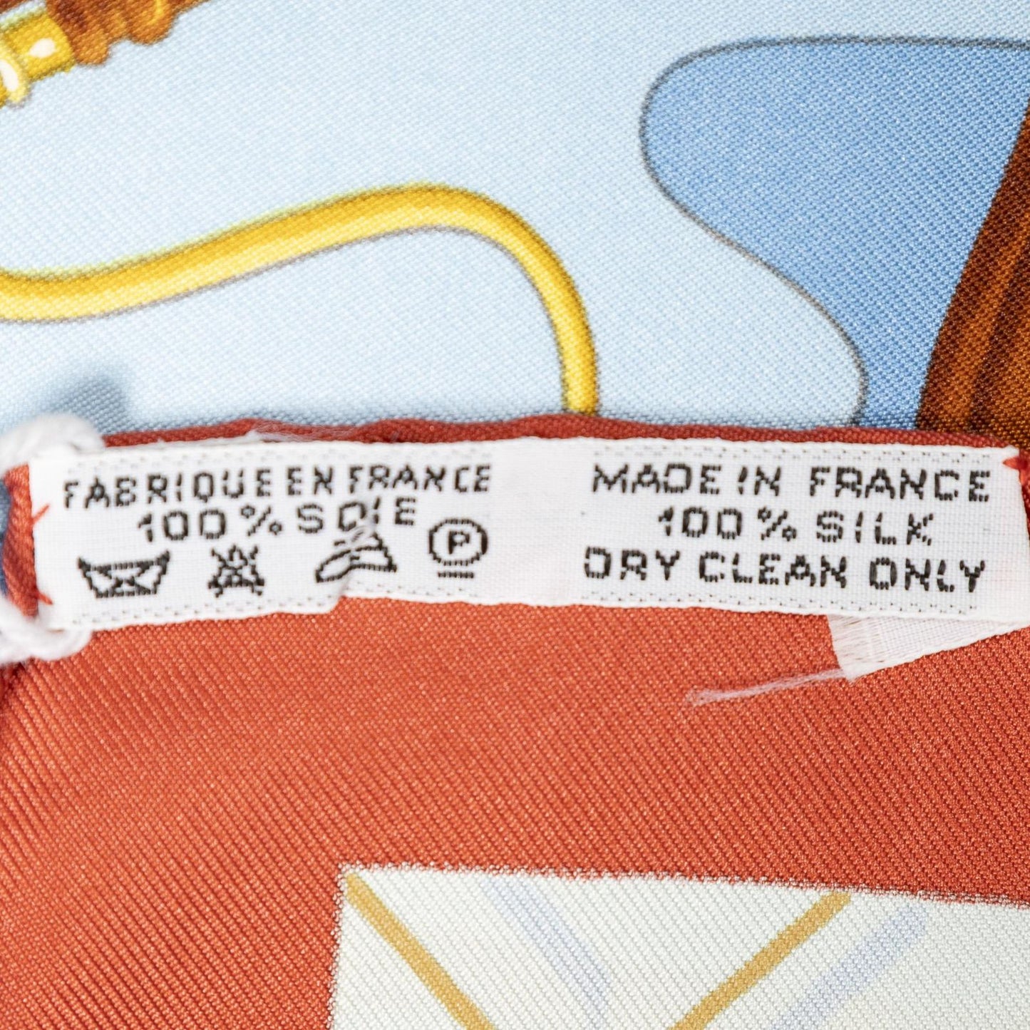 Hermes Scarf Red Light Blue Beige 100% Twillsilk — view 5