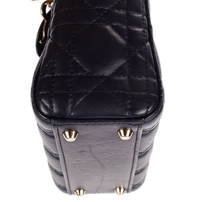Dior Mini Lady Dior Navy Lambskin Leather Handbag — view 7