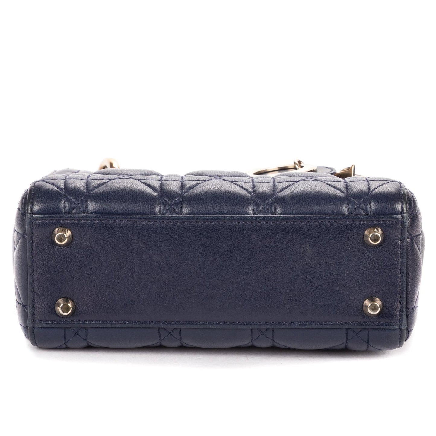 Dior Mini Lady Dior Navy Lambskin Leather Handbag — view 6