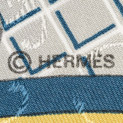 Hermes Scarf Yellow Gray 100% Jacquardsilk — view 4