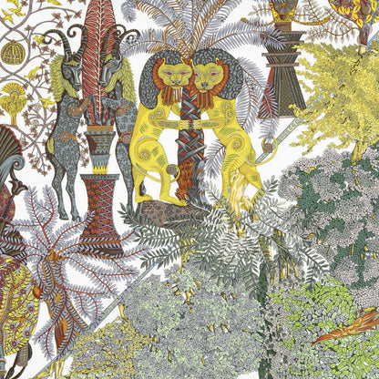 Hermes Scarf Ivory Green Yellow 100% Twillsilk — view 3