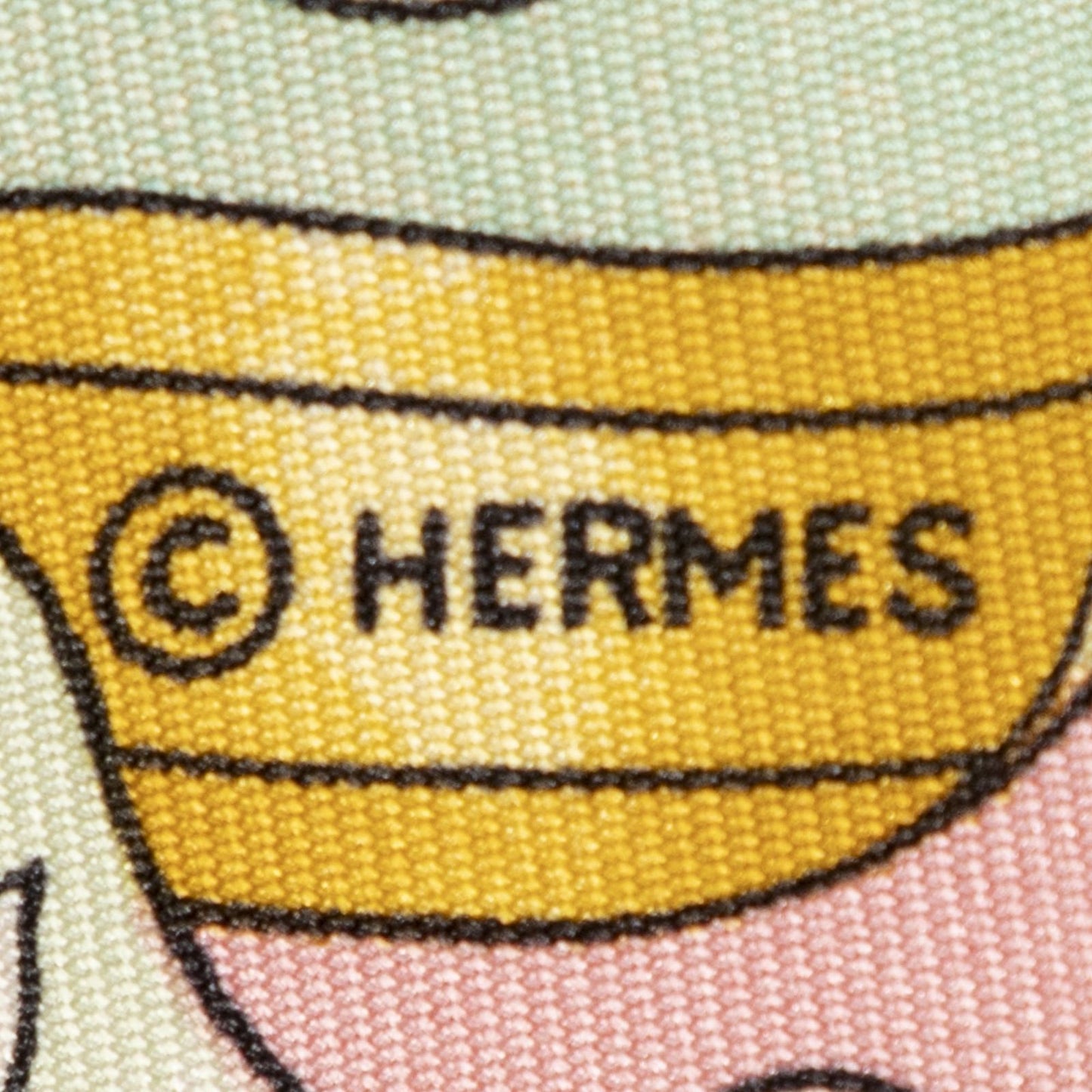 Hermes Scarf Pink Green 100% Twillsilk — view 4