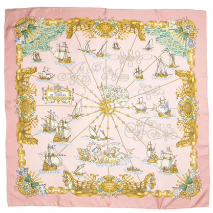 Hermes Scarf Pink Green 100% Twillsilk — view 2