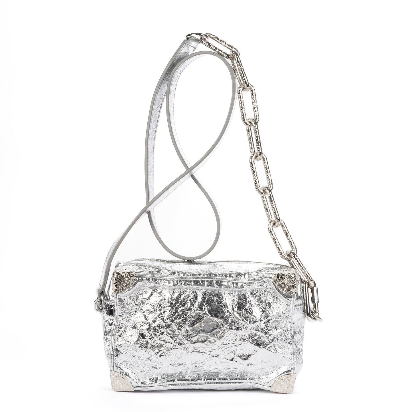 Louis Vuitton Ltd Ed Mini Soft Trunk Crushed Metallic Silver Metalliccalfskin — view 5