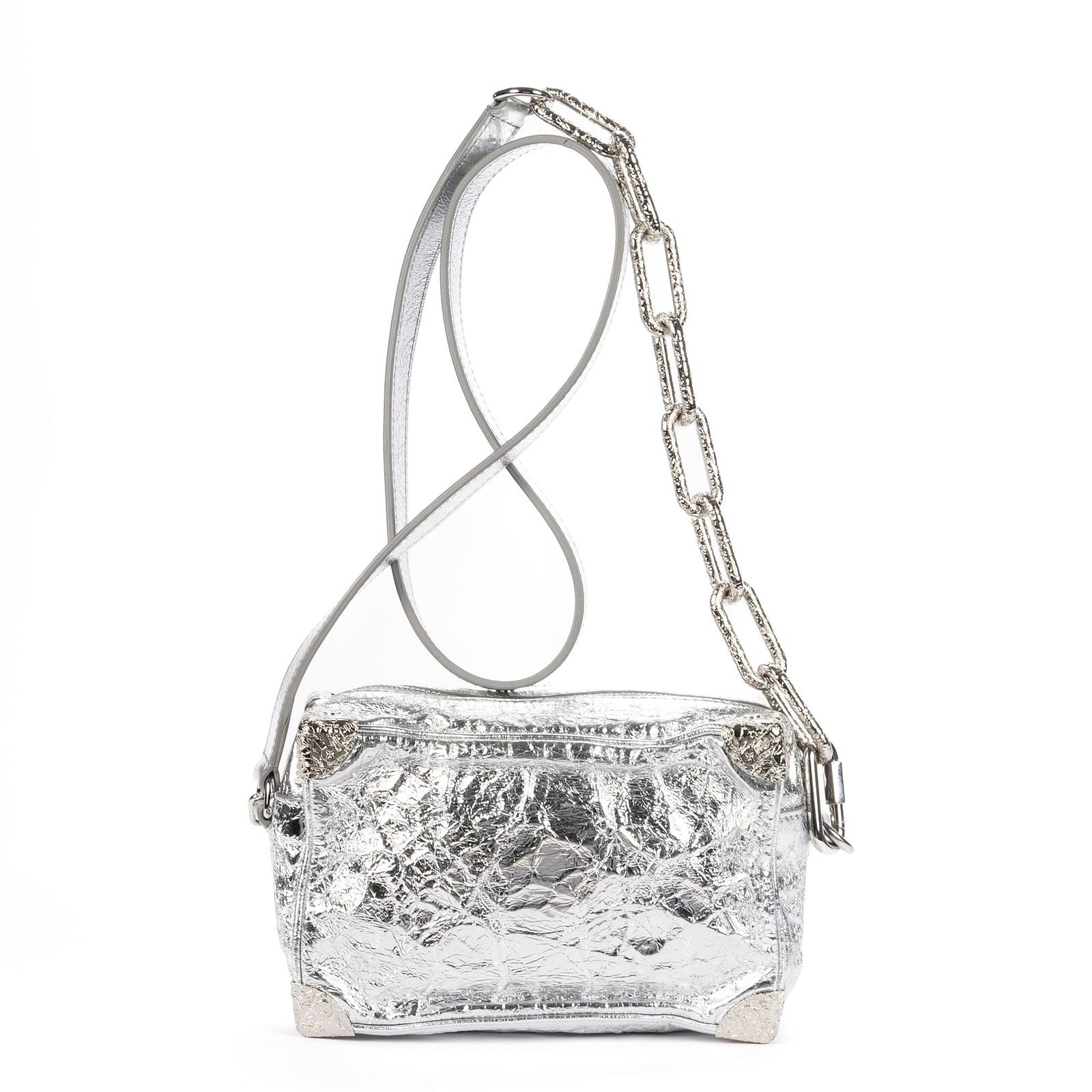 Louis Vuitton Ltd Ed Mini Soft Trunk Crushed Metallic Silver Metalliccalfskin — view 5