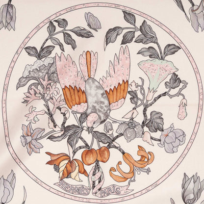 Hermes Scarf Lightpink Orange Gray 100% Twillsilk — view 3