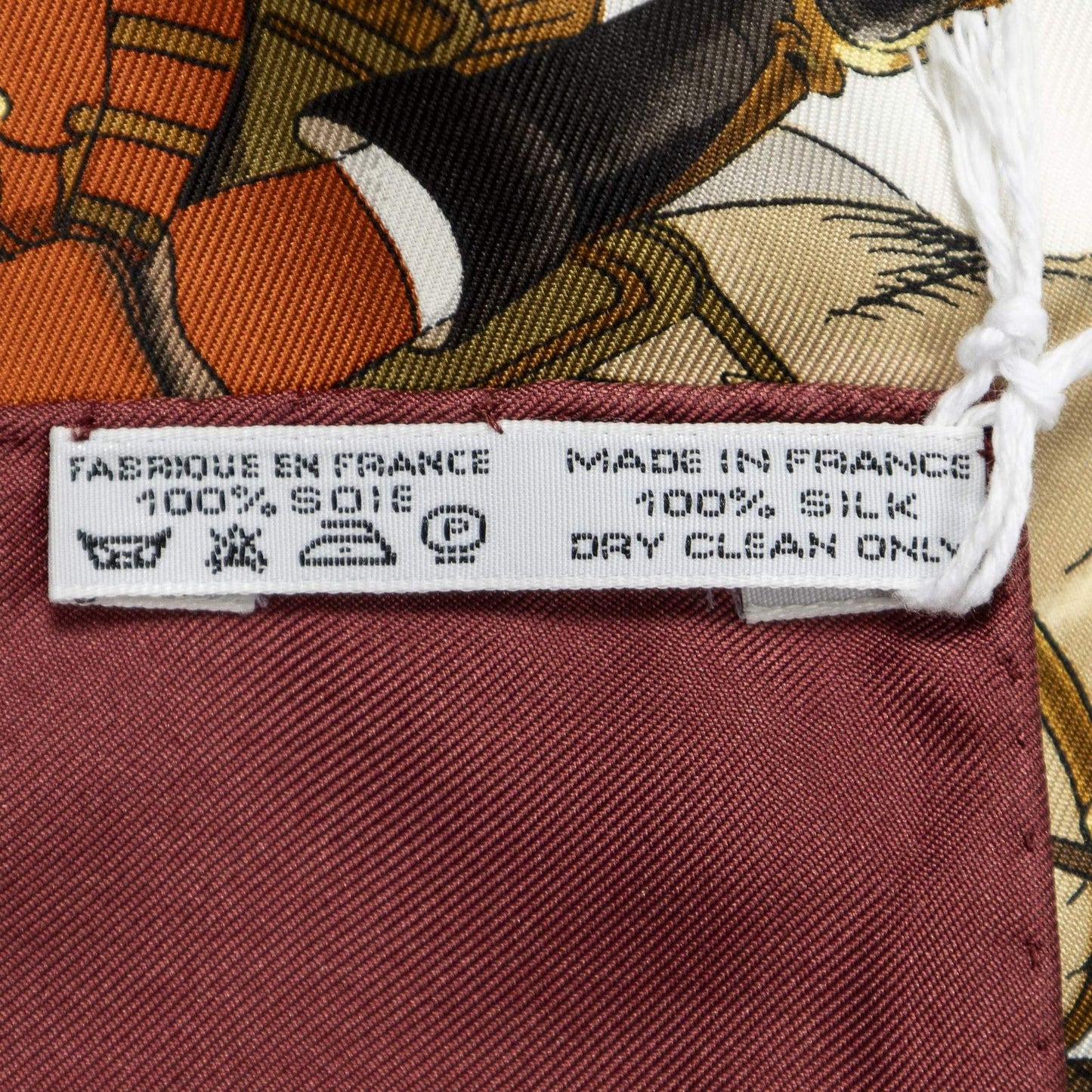Hermes Scarf Ivory Brown 100% Twillsilk — view 5