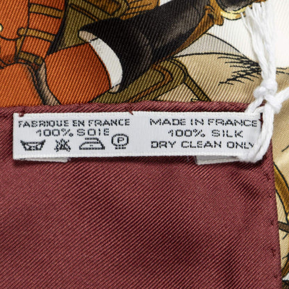 Hermes Scarf Ivory Brown 100% Twillsilk — view 5