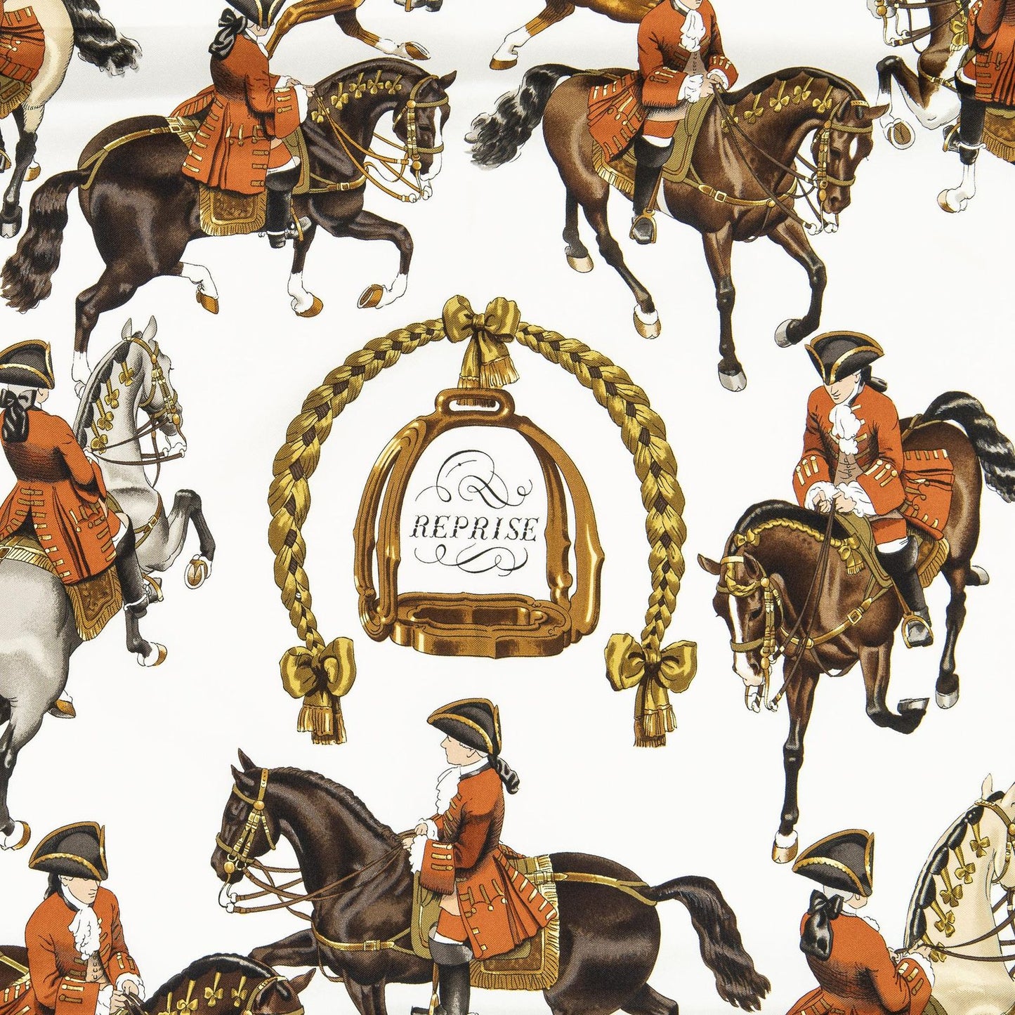 Hermes Scarf Ivory Brown 100% Twillsilk — view 3
