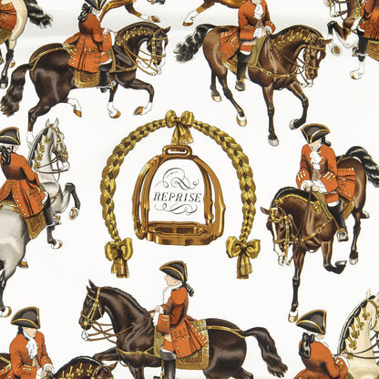 Hermes Scarf Ivory Brown 100% Twillsilk — view 3