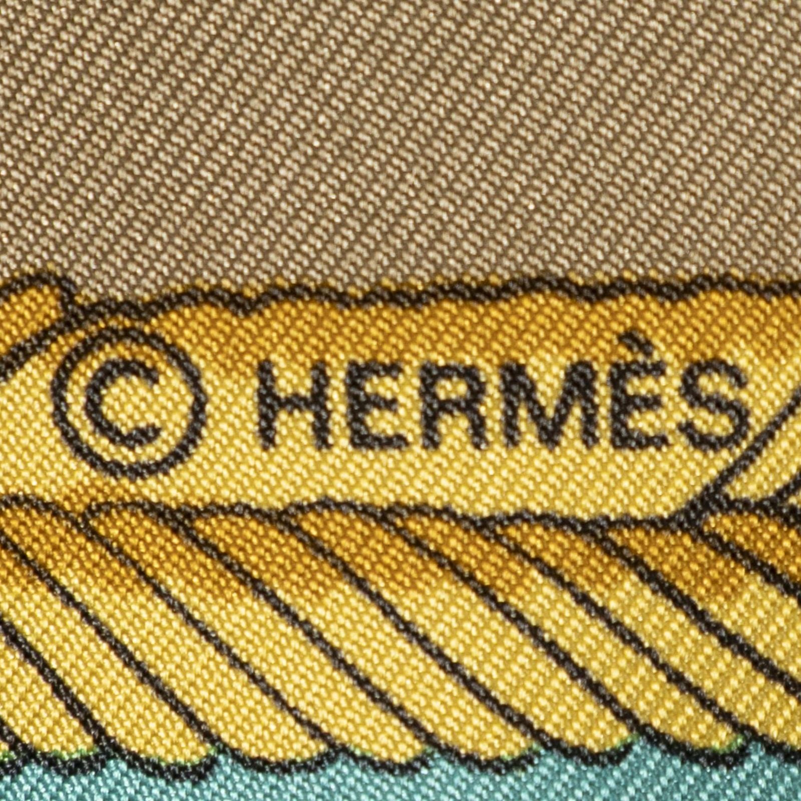 Hermes Scarf Yellow Brown 100% Twillsilk — view 4