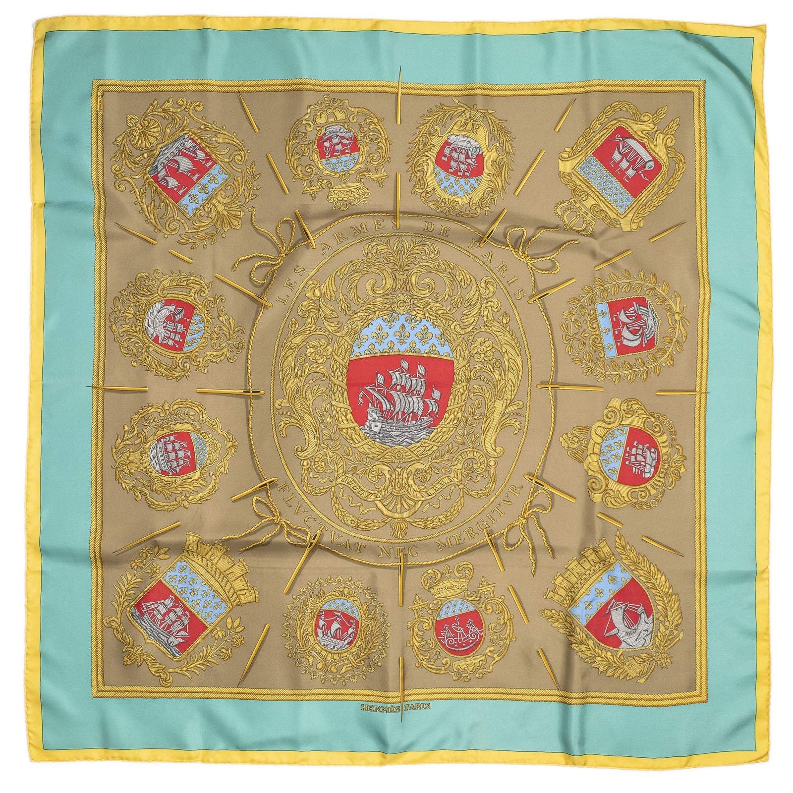 Hermes Scarf Yellow Brown 100% Twillsilk — view 2