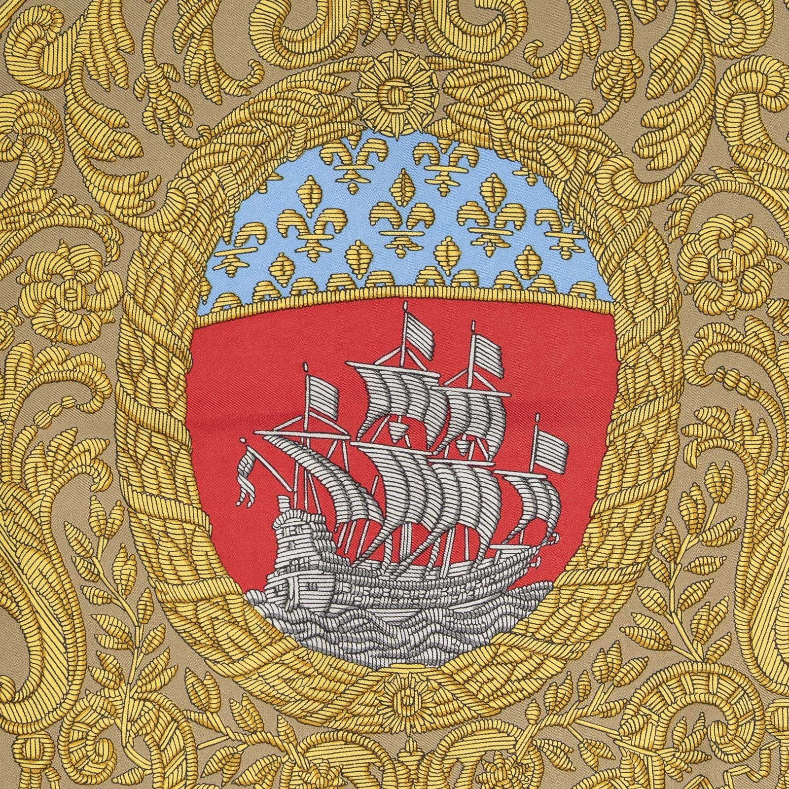 Hermes Scarf Yellow Brown 100% Twillsilk — view 3