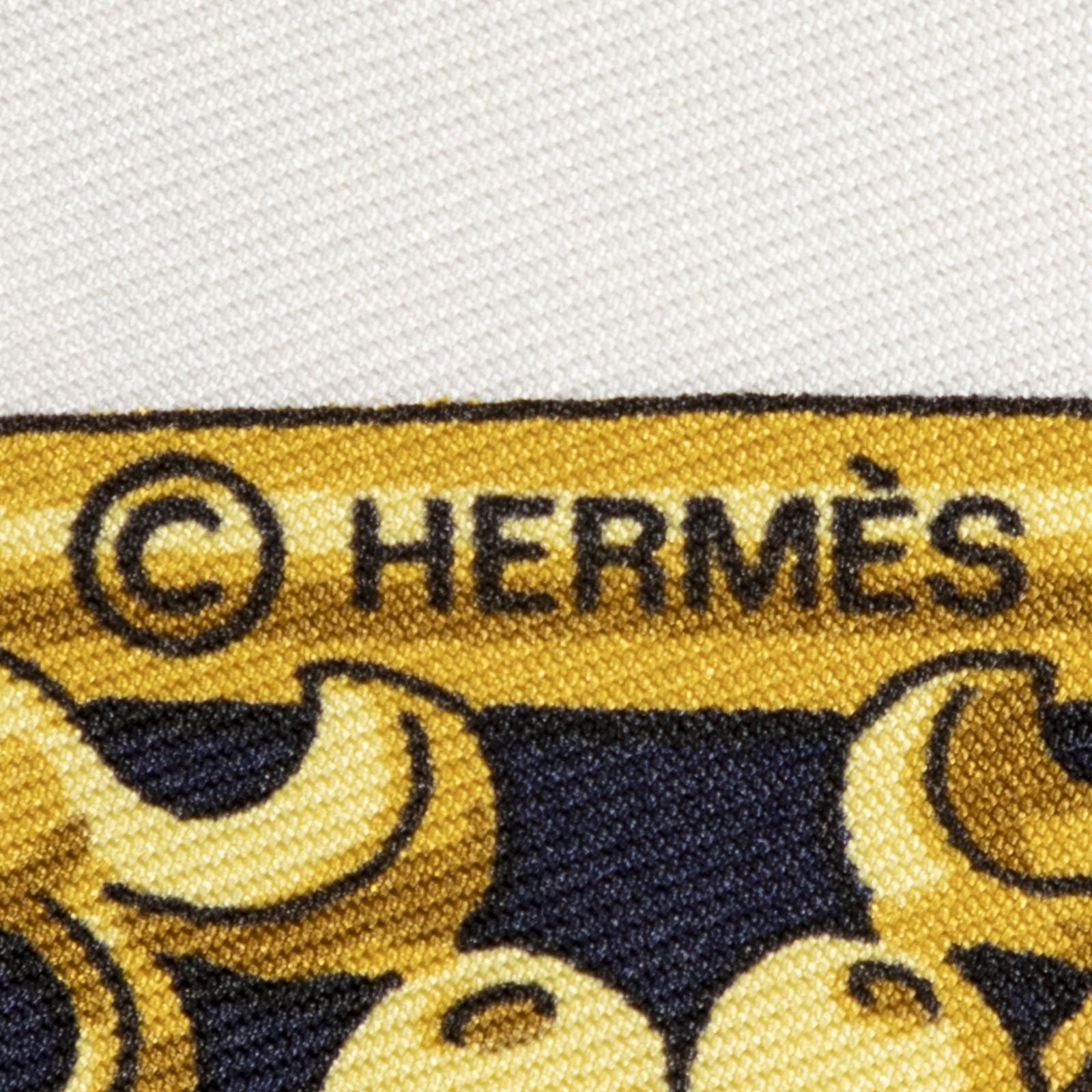 Hermes Scarf Navy Gold White Silk — view 4