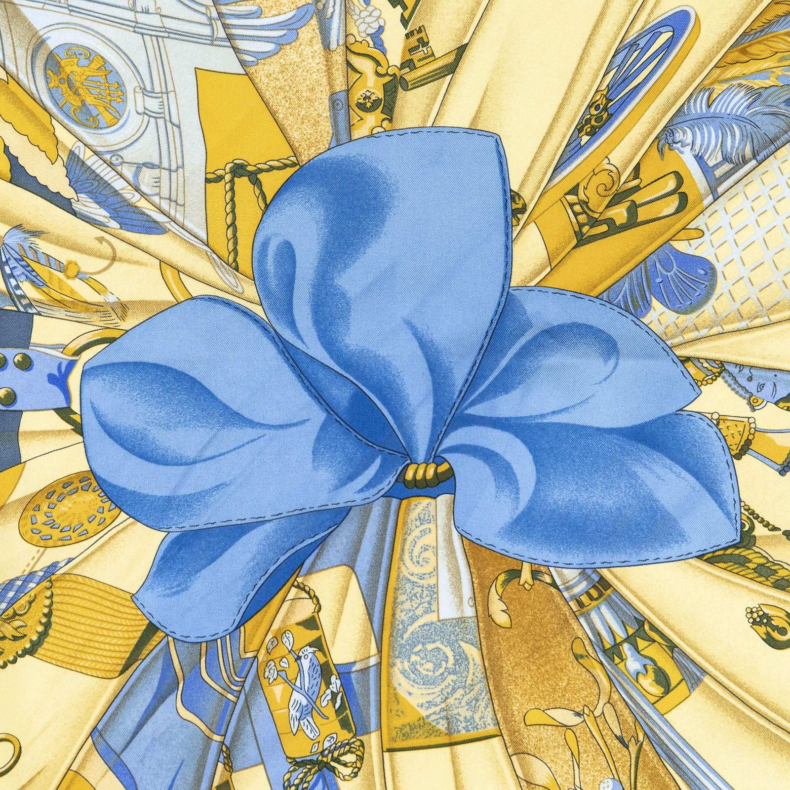 Hermes Scarf Navy Yellow 100% Twillsilk — view 3