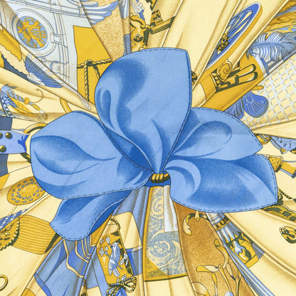 Hermes Scarf Navy Yellow 100% Twillsilk — view 3