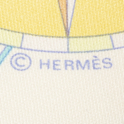 Hermes Scarf Ivory Light Blue Orange 100% Twillsilk — view 4