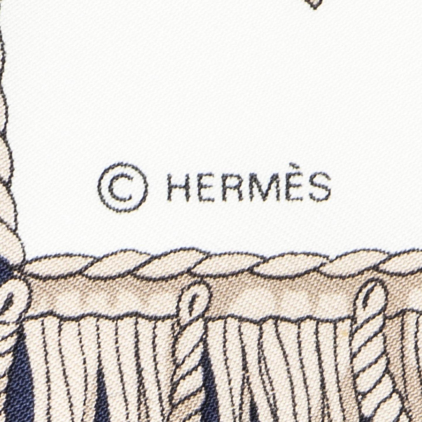 Hermes Scarf Navy Beige White 100% Twillsilk — view 4