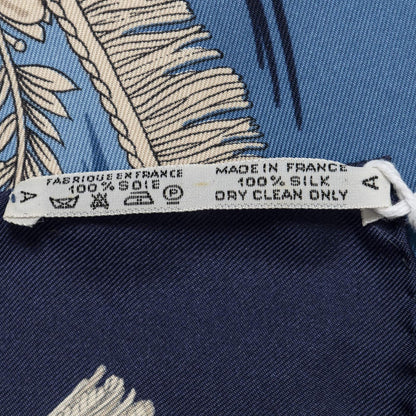 Hermes Scarf Navy Beige White 100% Twillsilk — view 5