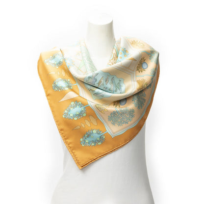 Hermes Scarf Orange Blue 100% Twillsilk
