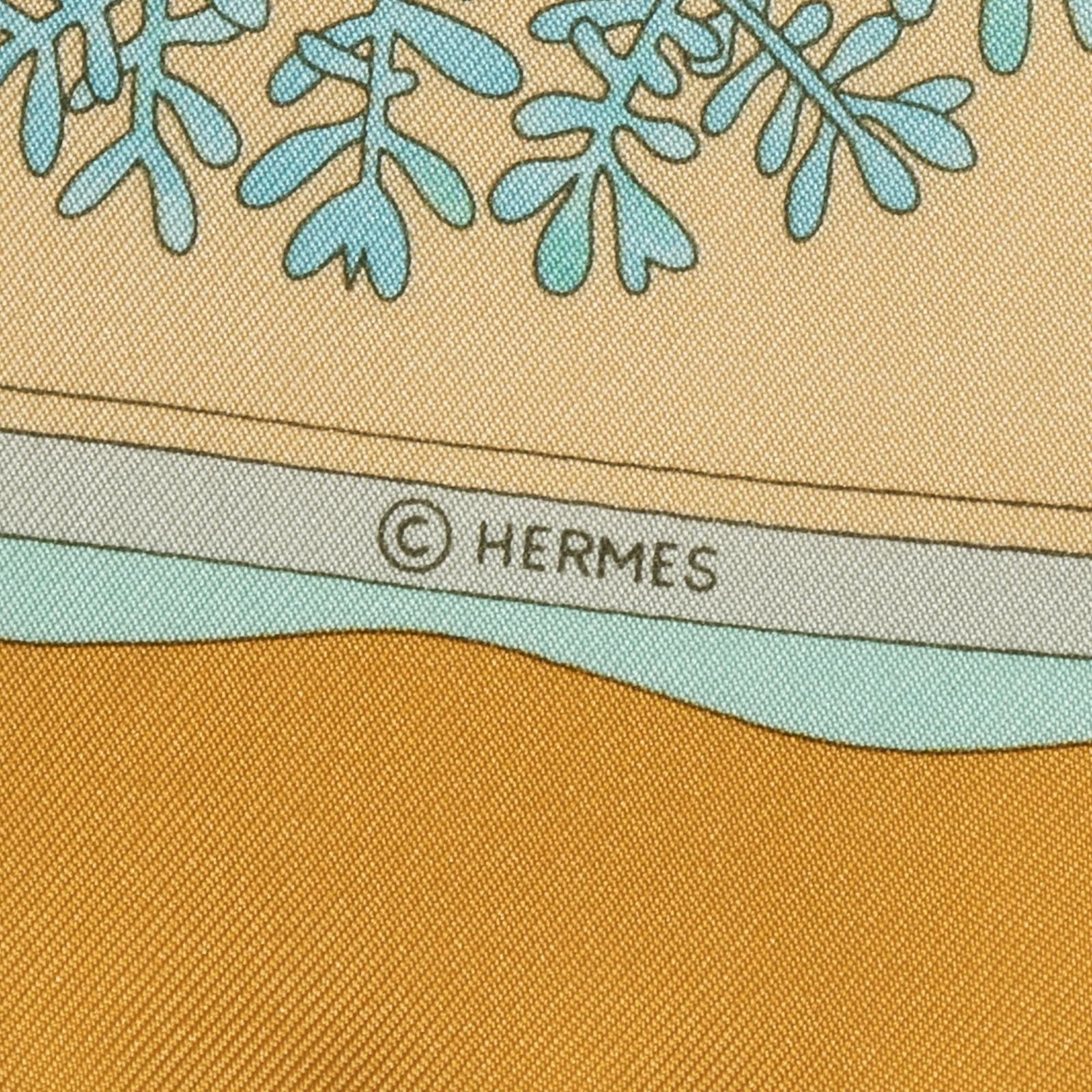 Hermes Scarf Orange Blue 100% Twillsilk — view 4