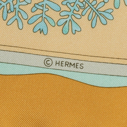 Hermes Scarf Orange Blue 100% Twillsilk — view 4