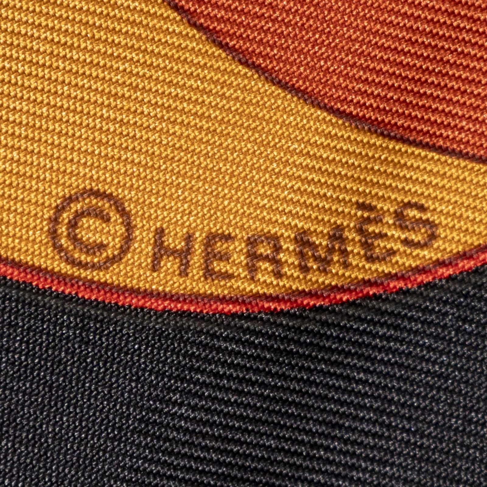 Hermes Scarf Orange Black 100% Twillsilk — view 4