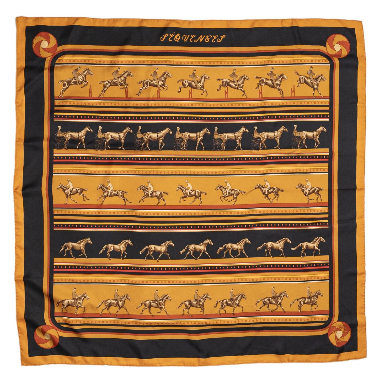 Hermes Scarf Orange Black 100% Twillsilk — view 2