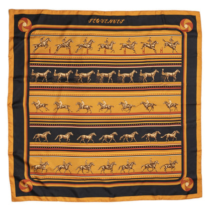 Hermes Scarf Orange Black 100% Twillsilk — view 2
