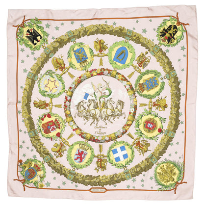 Hermes Scarf Lightpink Green Yellow 100% Jacquardsilk — view 2