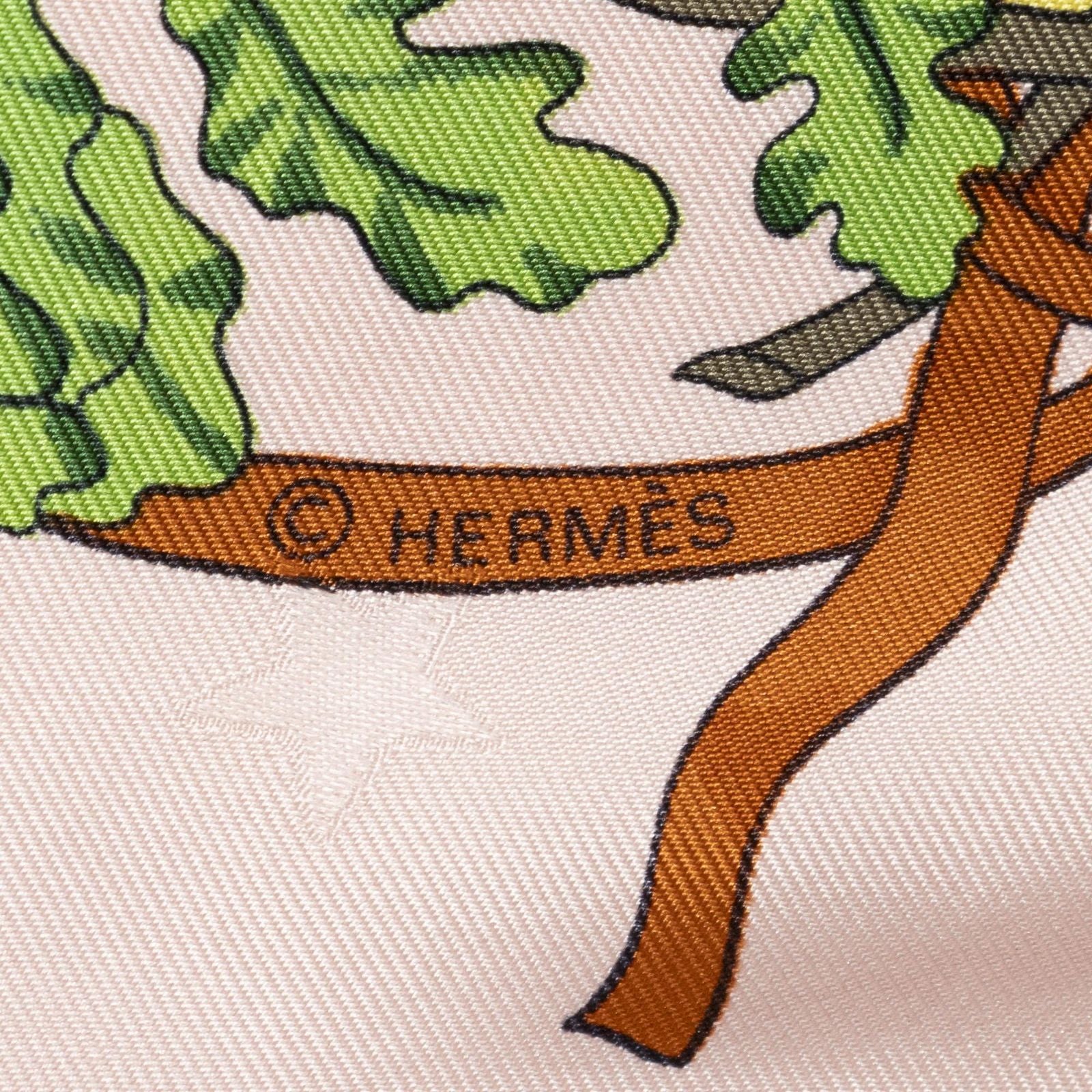 Hermes Scarf Lightpink Green Yellow 100% Jacquardsilk — view 4