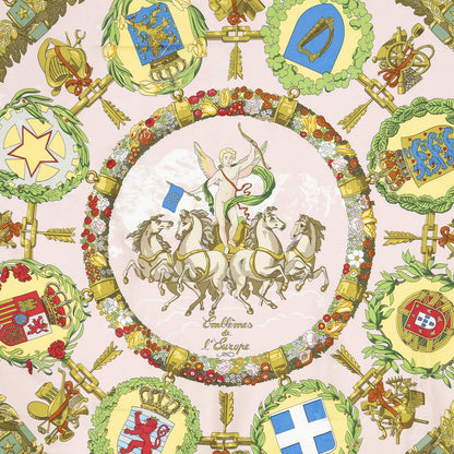 Hermes Scarf Lightpink Green Yellow 100% Jacquardsilk — view 3