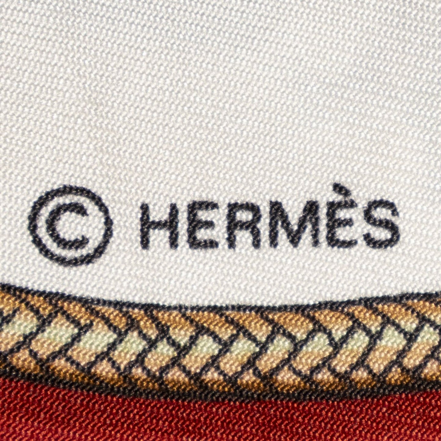 Hermes Scarf Red White 100% Twillsilk — view 4