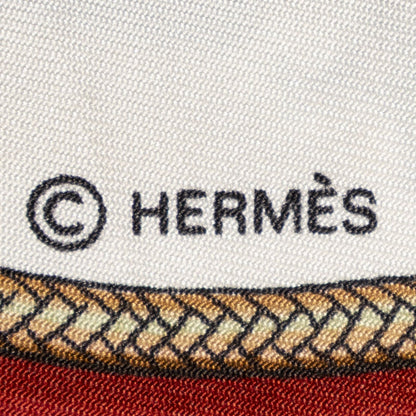 Hermes Scarf Red White 100% Twillsilk — view 4