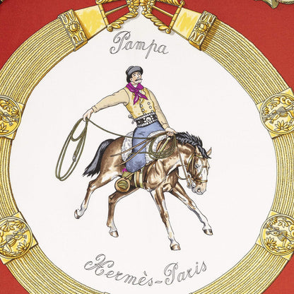 Hermes Scarf Red White 100% Twillsilk — view 3