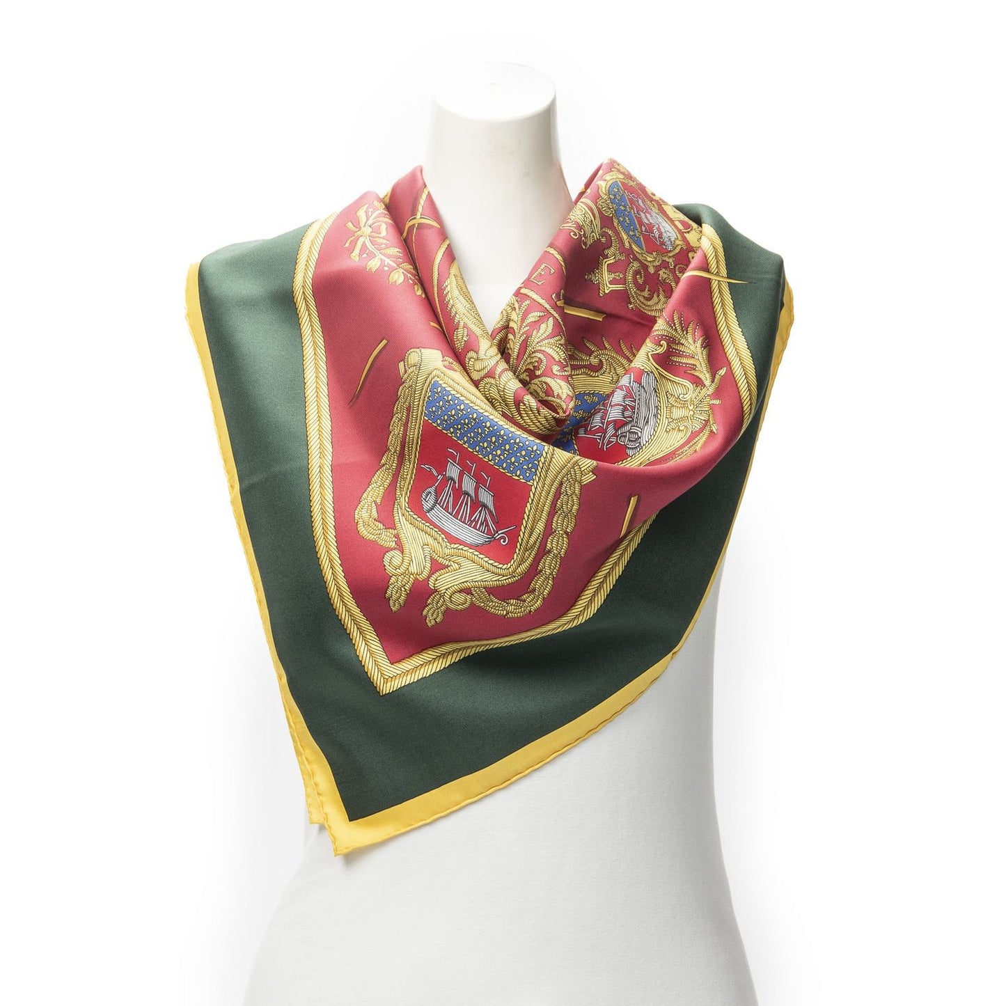 Hermes Scarf Red Yellow Green 100% Twillsilk