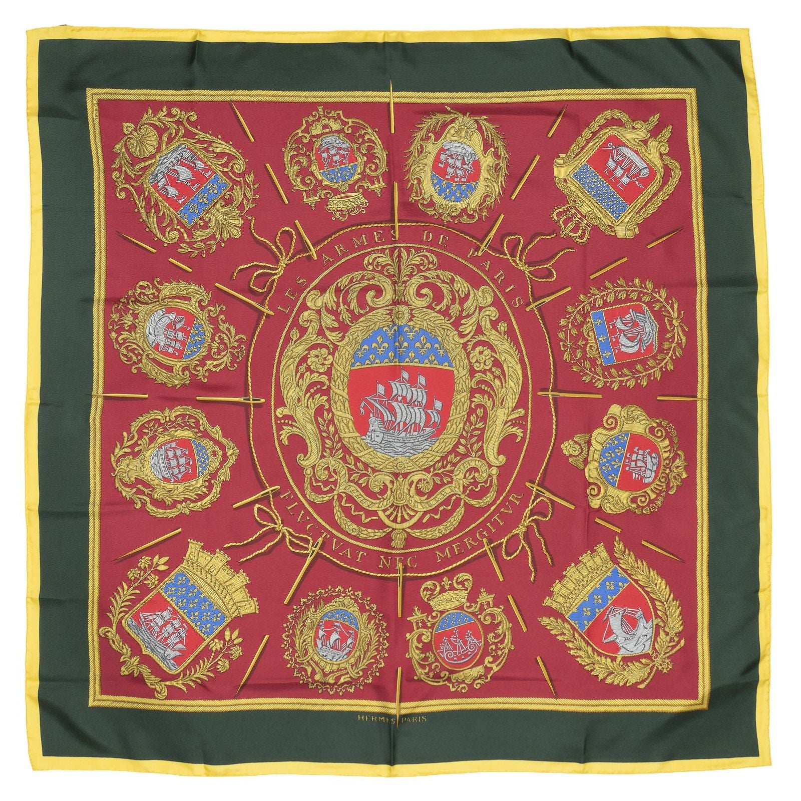 Hermes Scarf Red Yellow Green 100% Twillsilk — view 2