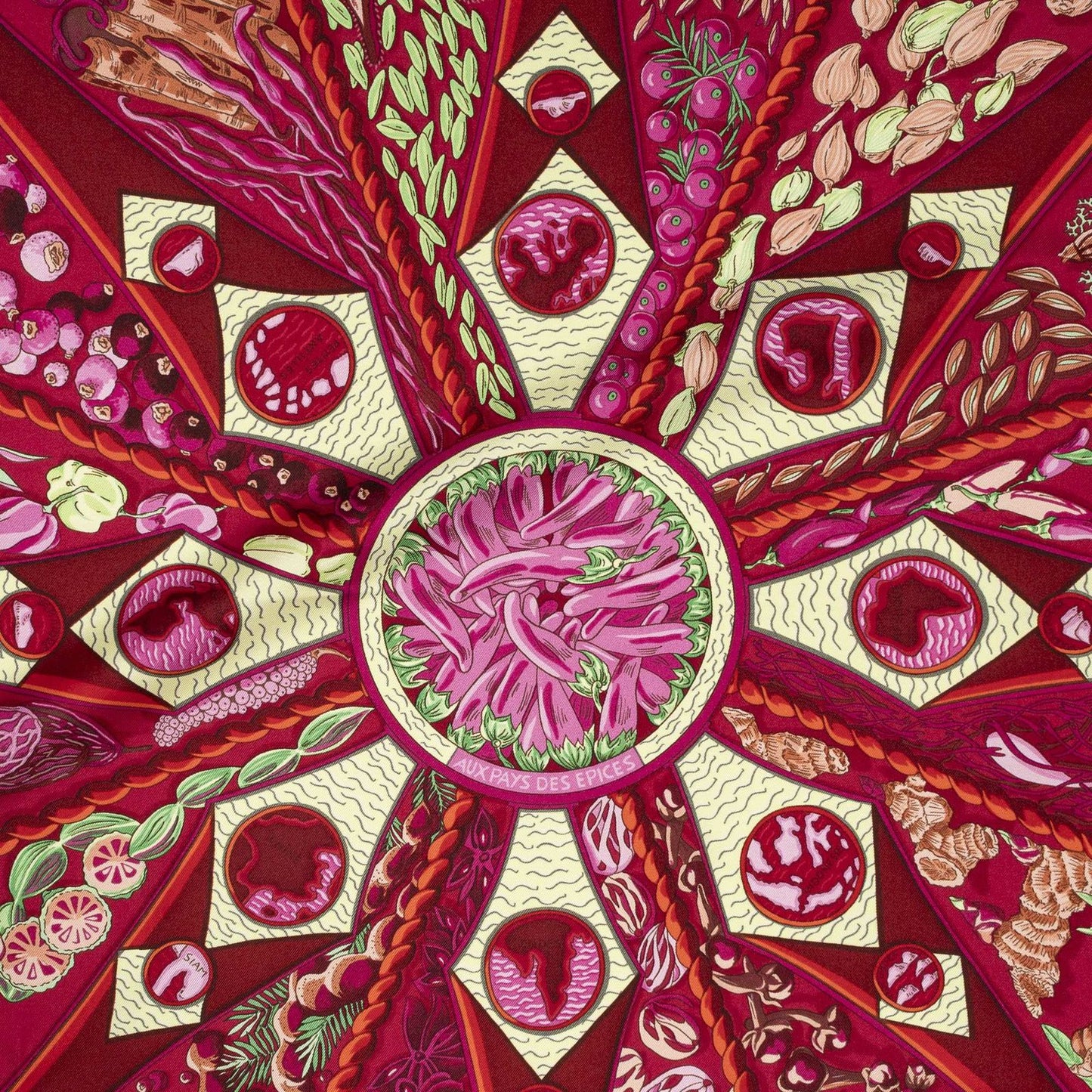 Hermes Scarf Red Green 100% Twillsilk — view 3