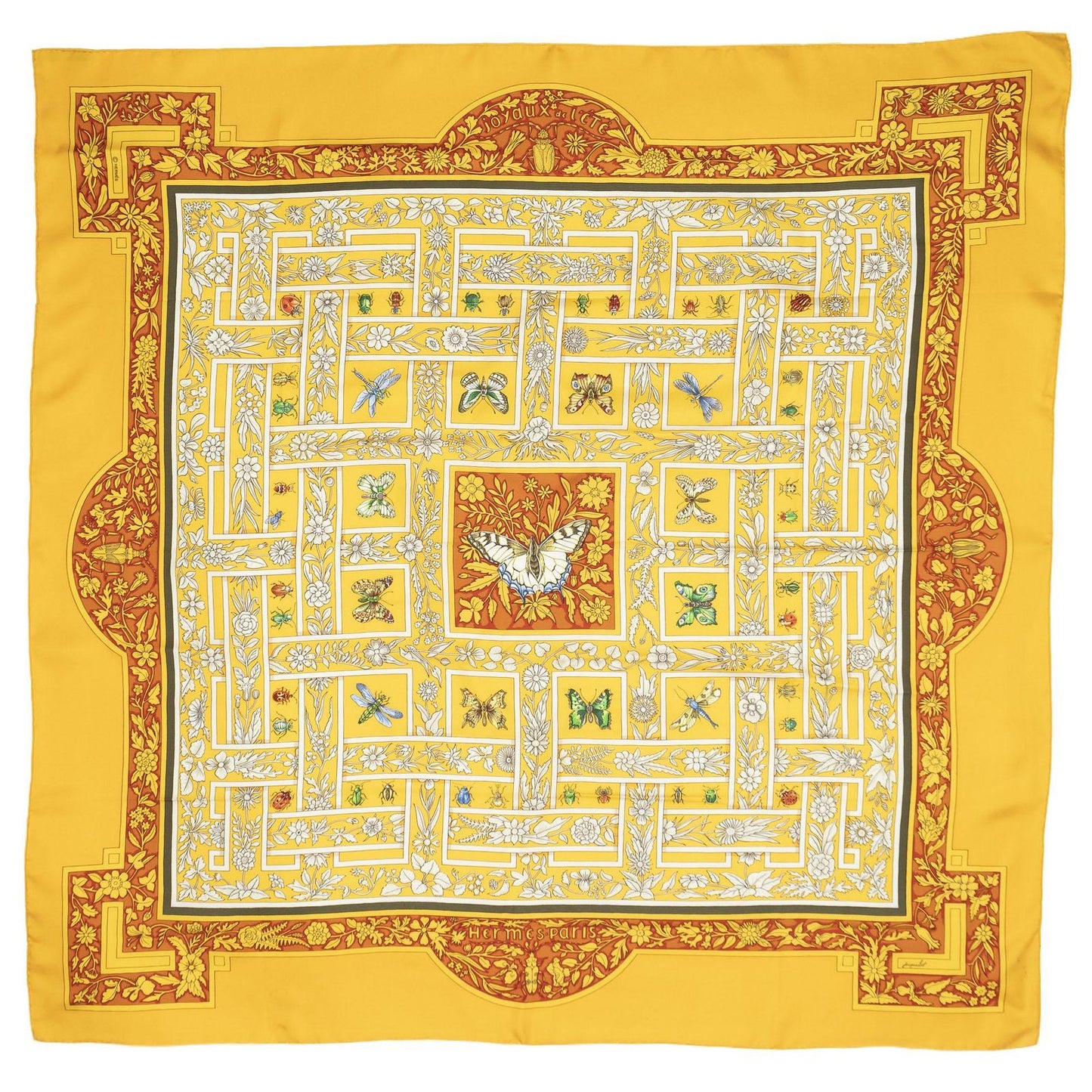 Hermes Scarf Yellow Red Twillsilk — view 2