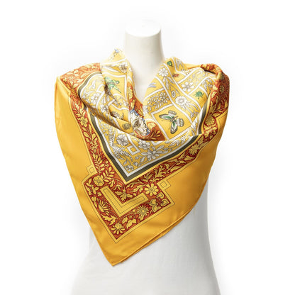 Hermes Scarf Yellow Red Twillsilk
