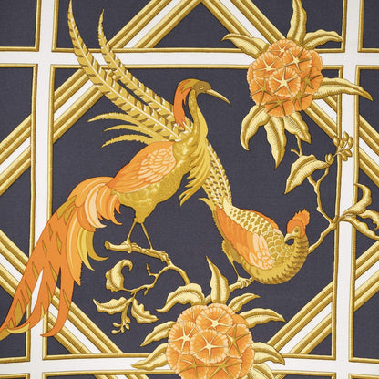 Hermes Scarf Navy Orange 100% Twillsilk — view 3