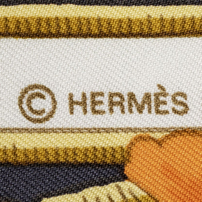 Hermes Scarf Navy Orange 100% Twillsilk — view 4